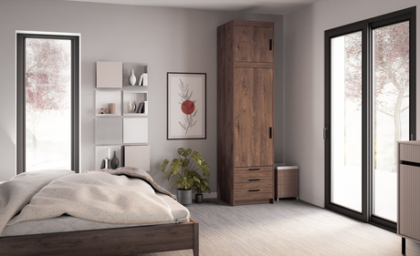 WARDROBE SELENA 1D 3S 60CMAVAILABLE IN 3 COLORSSONOMA, WHITE AND LEFKAS OAKDimensions: 599 x 1905 x 530 mm (W x H x D) Number of packages: 2 Front: - laminated board 15 mm - the melamine edging - handle: 128 mm / plastic The body: - laminated board 15 mm