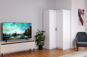 CORNER WARDROBE SELENA 2D NAR 100CM *AVAILABLE IN 3 COLORS*AVAILABLE IN 3 COLORSSONOMA, WHITE AND LEFKAS OAK Dimensions: 978 x 1905 x 978 mm (W x H x D) Number of packages: 3 Front: - laminated board 15 mm - the melamine edging - handle: 128 mm / plastic