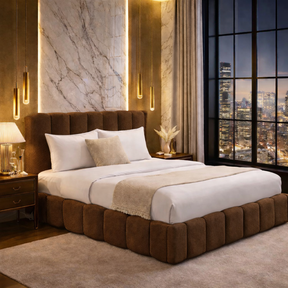 FREE DELIVERY! Bed Frame Cloud – Teddy Boucle fabric | Available in All Sizes / Brown - Anna Furniture