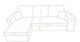 CORNER SOFA BED ARRO 255CM 2X STORAGE SPACE UNIVERSAL CORNER RIGHT/LEFT CORNER / BONELL SPRINGS + FOAMFEATURES:BONELL SPRINGS + T28 FOAM 3 X LARGE BACKREST PILLOWS 2X SMALLER CUSHIONS 2X STORAGE SPACE 2X STOOLBed-folding function DL SYSTEM (The unfolding