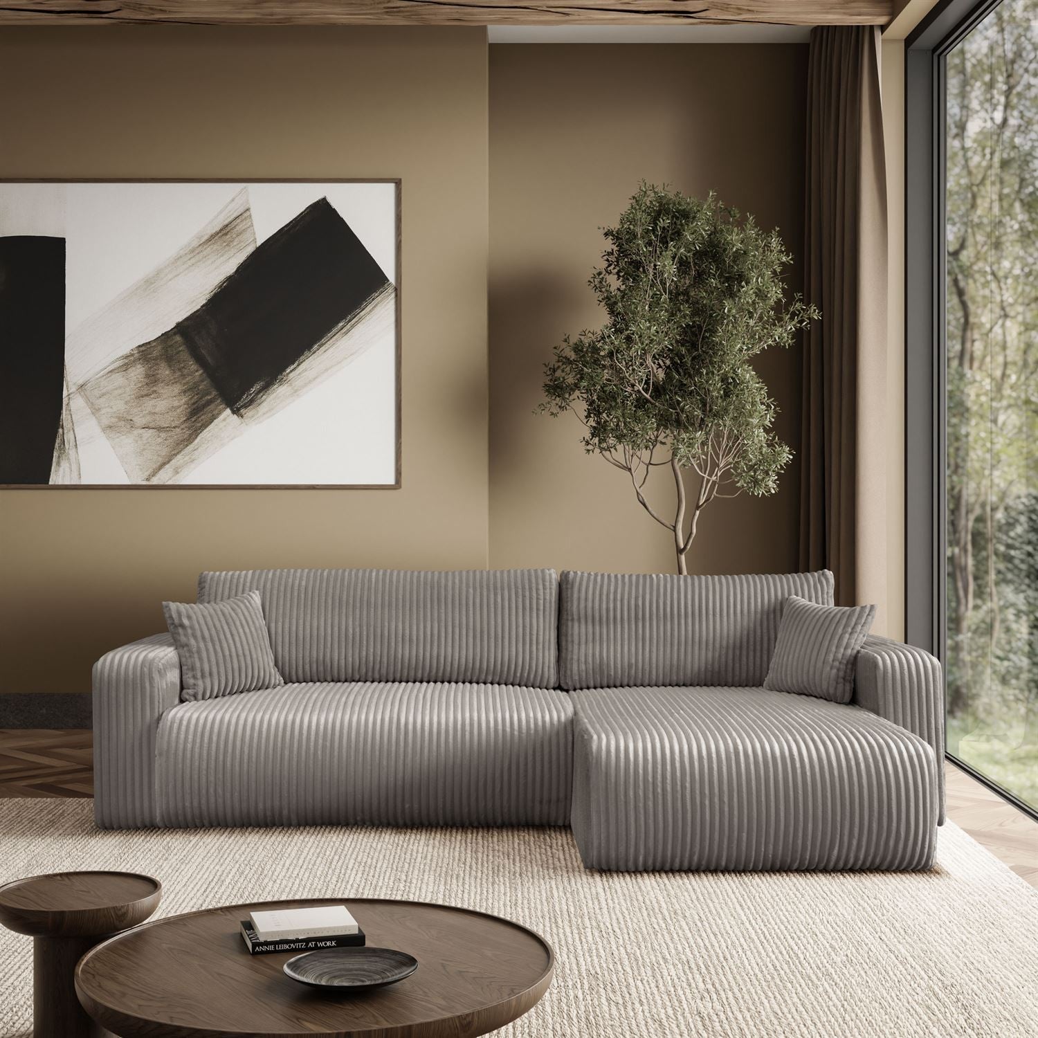 CORNER SOFA BED TOREZIO XL 277CM SPRINGS + FOAM JUMBO CORDED TILIA FABRIC