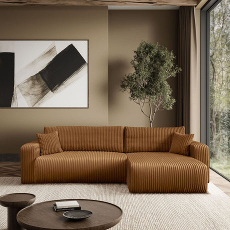 CORNER SOFA BED TOREZIO XL 277CM SPRINGS + FOAM JUMBO CORDED TILIA FABRIC