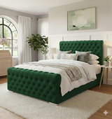 FREE DELIVERY! Luxury Wingback Chesterfield Ottoman Bed Frame – Deep Button Tufted Velvet | Available in All Sizes