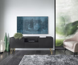 HARMONY TV STAND 01 black / black marbleTV Stand HARMONY 01 (144/55/37) ColourBlack / Black marble + Golden MaterialLaminated board 16mm VeneerEdging ABS Metal Legs PUSH-TO-OPENUncategorizedAnna Furniture