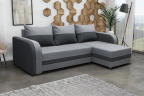 CORNER SOFA BED FLORIDA 238CM universal RIGHT/LEFT CORNER / FOAMTHIS MODEL IN UNIVERSAL WHICH MEANS YOU CAN CHOOSE CORNER SIDE DURING ASSEMBLY3x PILLOWS INCLUDED1X STORAGE SPACESLEEPING FUNCTIONSAWANA FABRICDIMENTIONSWidth: 238 cmDepth: 138cmSleeping area