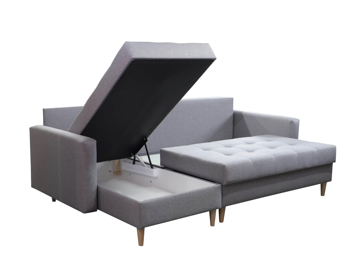 CORNER SOFA BED BRIAN 222CM + STORAGE PUFF / OTTOMAN MALMO 72 UNIVERSAL RIGHT/LEFT CORNER / BONELL SPINGS + FOAMTHIS MODEL IS UNIVERSAL WHICH MEANS YOU CAN CHOOSE CORNER SIDE DURING ASSEMBLYMADE IN MALMO FABRIC CLICK HERE3x PILLOWS INCLUDED2X STORAGE SPAC