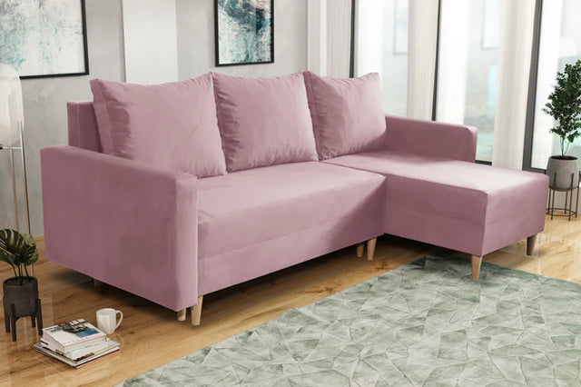 NEW! CORNER SOFA BED SNUGGY 222CM MANILA09 UNIVERSAL CORNER RIGHT/LEFT / FOAMTHIS MODEL IS UNIVERSAL WHICH MEANS YOU CAN CHOOSE CORNER SIDE DURING ASSEMBLY3x PILLOWS INCLUDED1X STORAGE SPACESOFT TOUCH FABRC MANILA CLICK HERE DIMENTIONS222X137.5CMSLEEPING