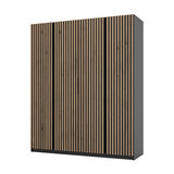 KAJA 4LAM - AVAILABLE IN 4 COLORSDimensions: 2000 x 2390 x 619 mm (W x H x D)Number of Packages: 6Front:- laminated plate 16 mm - black- the edge of ABS- handle UA-HEXA-256-20M, 256 mm / aluminumThe body:- laminated plate 16 mm - oak evoke- melamine / ABS