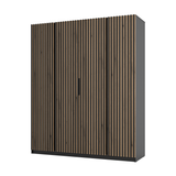 KAJA 4LAM - AVAILABLE IN 4 COLORSDimensions: 2000 x 2390 x 619 mm (W x H x D)Number of Packages: 6Front:- laminated plate 16 mm - black- the edge of ABS- handle UA-HEXA-256-20M, 256 mm / aluminumThe body:- laminated plate 16 mm - oak evoke- melamine / ABS