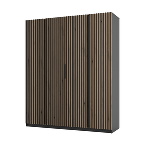 KAJA 4LAM - AVAILABLE IN 4 COLORSDimensions: 2000 x 2390 x 619 mm (W x H x D)Number of Packages: 6Front:- laminated plate 16 mm - black- the edge of ABS- handle UA-HEXA-256-20M, 256 mm / aluminumThe body:- laminated plate 16 mm - oak evoke- melamine / ABS