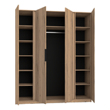 KAJA 4F - AVAILABLE IN 4 COLORSDimensions: 2000 x 2390 x 619 mm (W x H x D)Number of Packages: 6Front:- laminated plate 16 mm - black- the edge of ABS- handle UA-HEXA-256-20M, 256 mm / aluminumThe body:- laminated plate 16 mm - oak evoke- melamine / ABS p