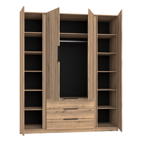 KAJA 4F 3S - AVAILABLE IN 4 COLORSDimensions: 2000 x 2390 x 619 mm (W x H x D)Number of packages: 6Front:- 16 mm laminated board- ABS edging- UA-HEXA-256-20M holder, 256 mm / aluminumBody:- 16 mm laminated board - melamine / ABS edgeDrawers:- QUADRO guide