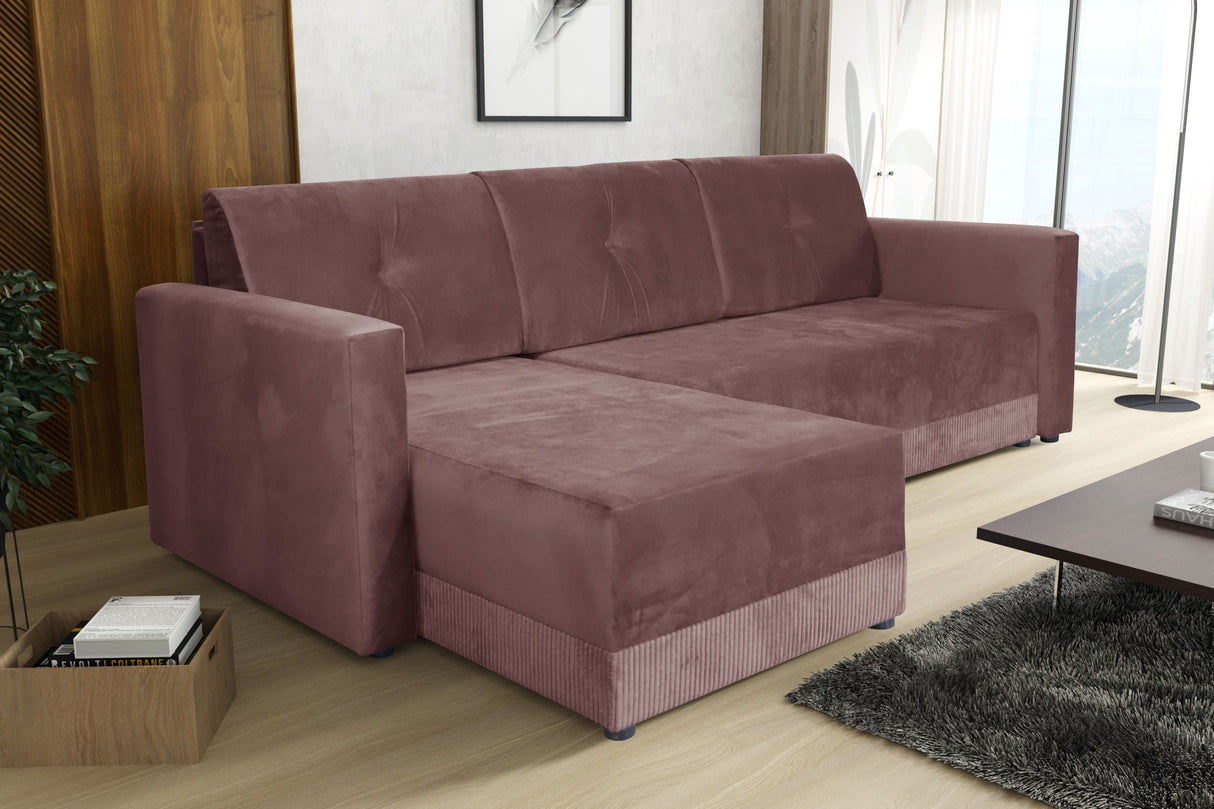 CORNER SOFA BED TEXAS 222CM UNIVERSAL RIGHT/LEFT CORNER CHOICE OF 15 COLORS / FOAMTHIS MODEL IS UNIVERSAL WHICH MEANS YOU CAN CHOOSE CORNER SIDE DURING ASSEMBLY CORNER SOFA BED TEXASFOAM T301X STORAGE SPACE3X PILLOWS MADE OF FOAMEASY CLEAN SOFT TOUCH FABR