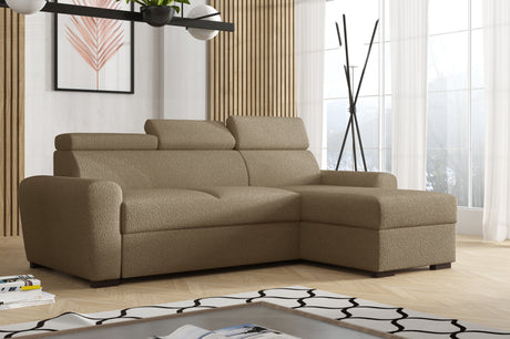 UNIVERSAL CORNER SOFA BED LAMBI 249CM BOUCLE FABRIC ADJUSTABLE HEADREST *CHOICE OF COLORS* / SPRINGS + FOAMADJUSTABLE HEADRESTSBOUCLE FABRIC1X STORAGE SPACEMADE IN LAMBI FABRIC CLICK HERE THIS MODEL IS UNIVERSAL WHICH MEANS YOUR CAN CHOOSE CORNER SIDE DUR