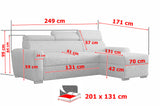 UNIVERSAL CORNER SOFA BED LAMBI 249CM BOUCLE FABRIC ADJUSTABLE HEADREST *CHOICE OF COLORS* / SPRINGS + FOAMADJUSTABLE HEADRESTSBOUCLE FABRIC1X STORAGE SPACEMADE IN LAMBI FABRIC CLICK HERE THIS MODEL IS UNIVERSAL WHICH MEANS YOUR CAN CHOOSE CORNER SIDE DUR