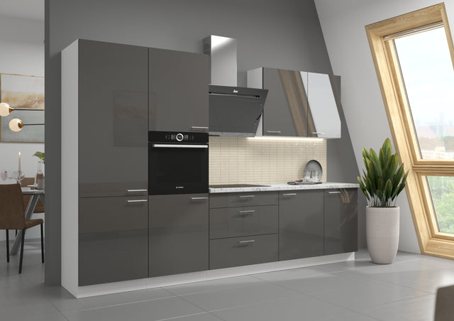 LARA KITCHEN SET GREY GLOSSFunctions:silent closing systemThe set includes:lower cabinets:60 DK-210 2F - width: 60cm, depth: 57cm, height: 210cm,60 DP-210 2F - width: 60cm, depth: 57cm, height: 210cm,80 D 3S BB - width: 80cm, depth: 52cm, height: 82cm,60