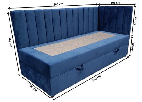 SINGLE BED LARA 100X200CM WITH LIGHT AND USB