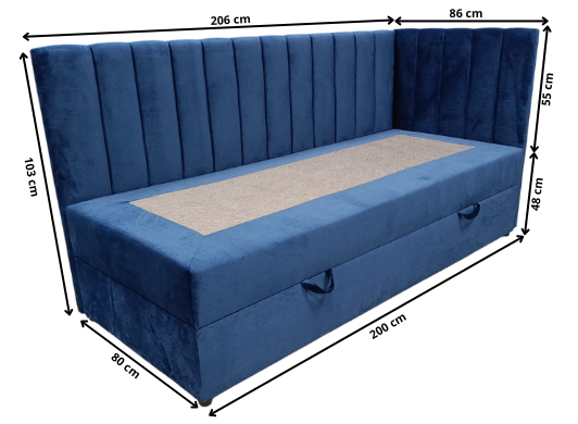 SINGLE BED LARA 80X200CM WITH LIGHT AND USB