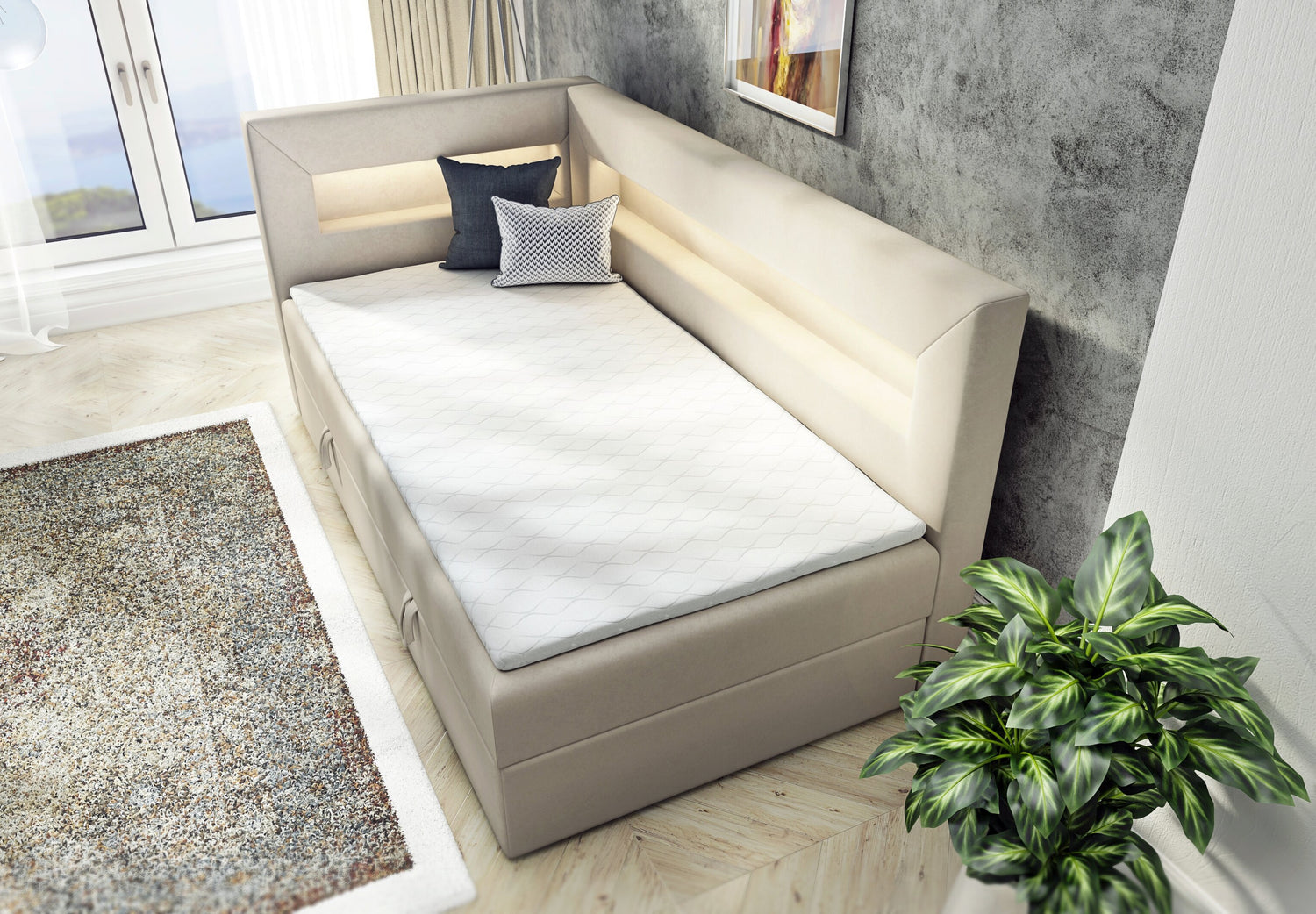 SINGLE BED ADA 80X200CM WITH LED LIGHT