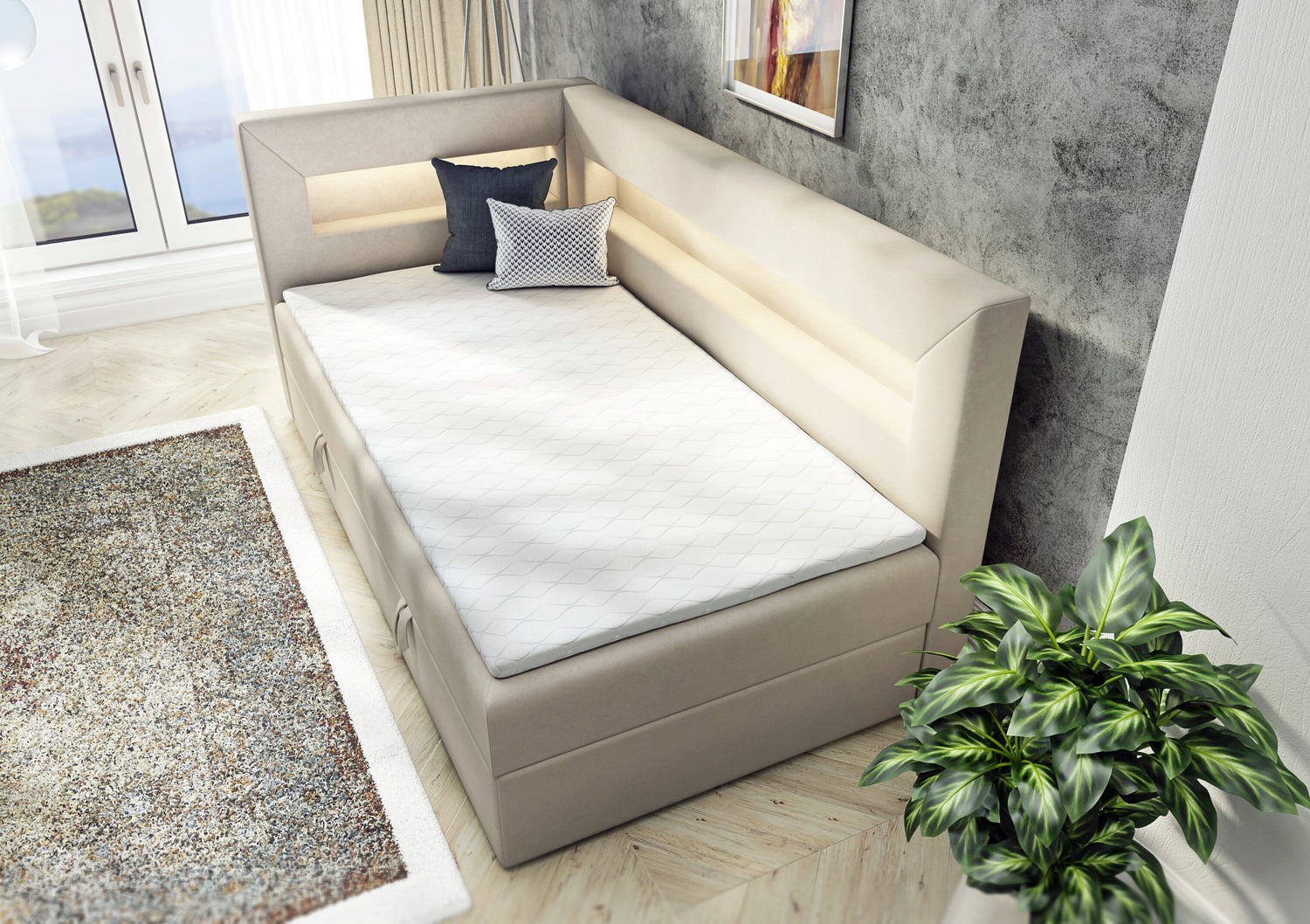 SINGLE BED ADA 100X200CM WITH LED LIGHT