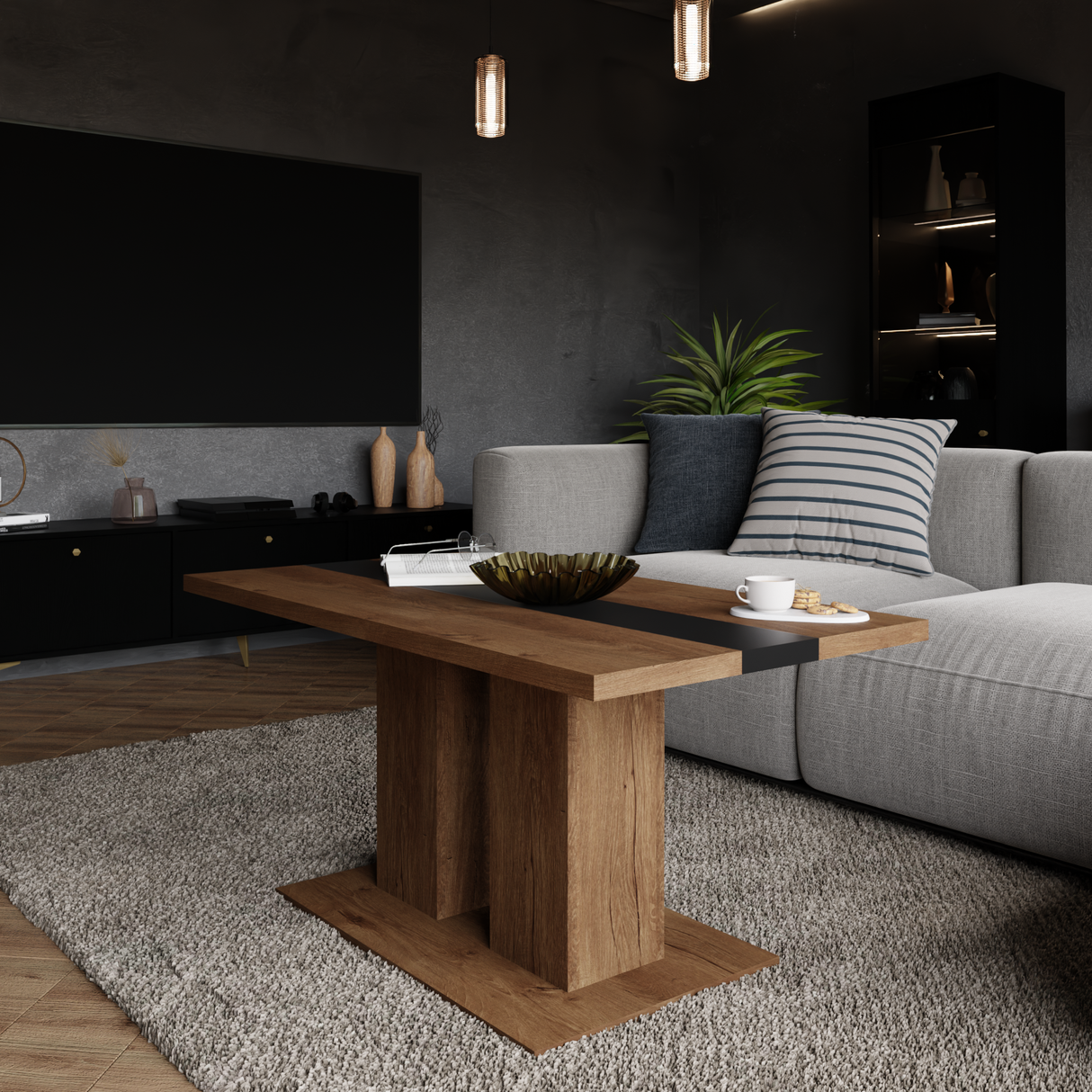 COFFEE TABLE BEN LEFKAS AND BLACK 110X60CM - Anna Furniture