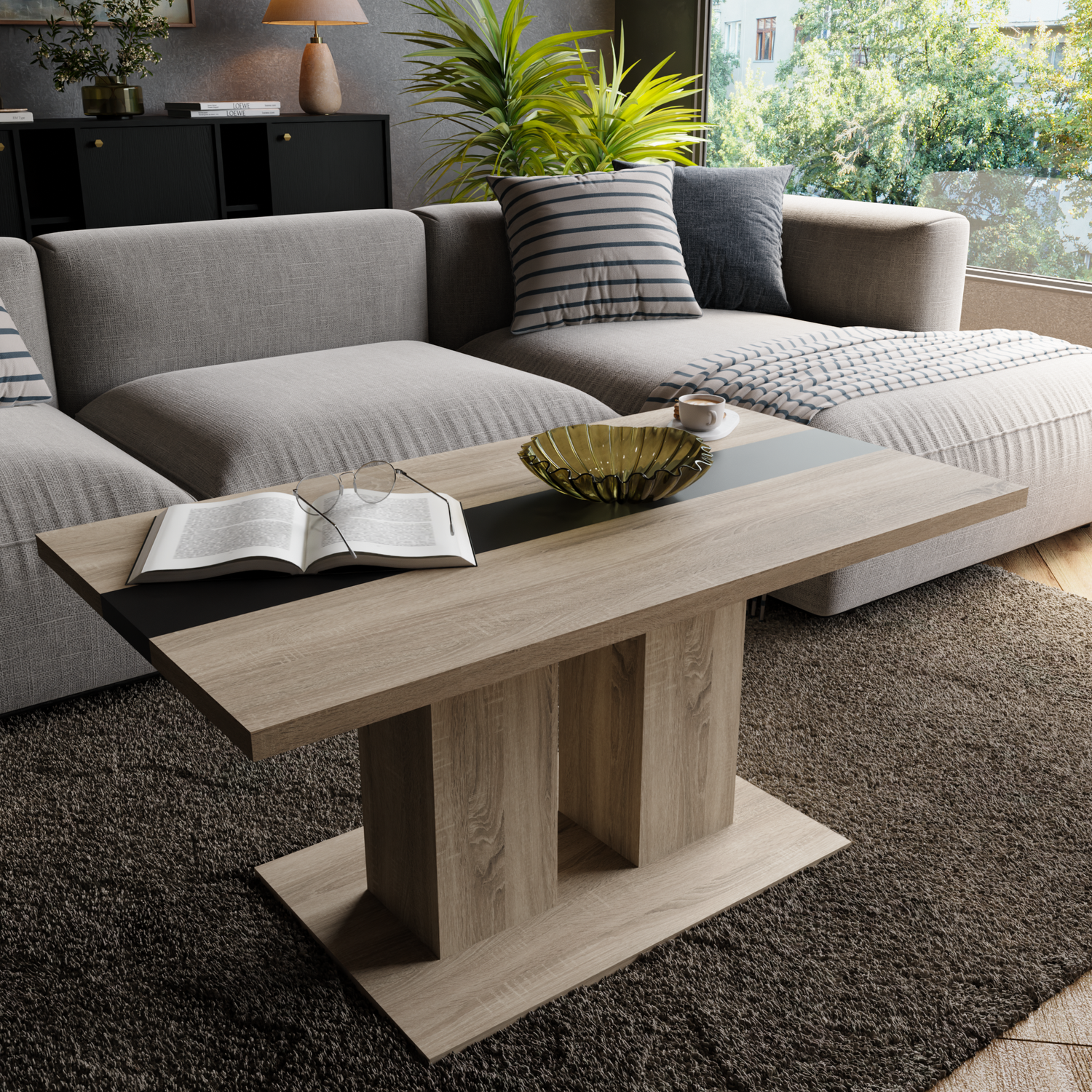 COFFEE TABLE BEN SONOMA AND BLACK 110X60CM - Anna Furniture