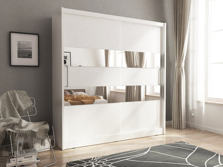 SLIDING DOOR WARDROBE MAJA II 180CM WHITESliding wardrobes with mirror - a clever way to optically enlarge the room Maximize your space with the MAJA II 180CM WHITE sliding door wardrobe. The mirrored panel create the illusion of more room, making it a sm