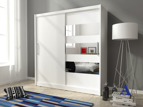SLIDING DOOR WARDROBE MAJA III 180CM WHITESliding wardrobes with mirror - a clever way to optically enlarge the room Maximize your space with the MAJA III 180CM WHITE sliding door wardrobe. The mirrored panel create the illusion of more room, making it a