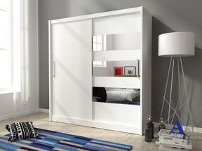 SLIDING DOOR WARDROBE MAJA III 200CM WHITESliding wardrobes with mirror - a clever way to optically enlarge the room Maximize your space with the MAJA III 200CM WHITE sliding door wardrobe. The mirrored panel create the illusion of more room, making it a