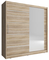 SLIDING DOOR WARDROBE MAJA I ALU 200CM SONOMASliding wardrobes with mirror - a clever way to optically enlarge the room Maximize your space with the MAJA I ALU 200CM SONOMA sliding door wardrobe. The mirrored panel create the illusion of more room, making