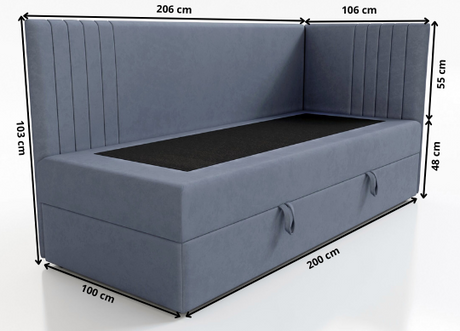 SINGLE BED MOLI 100X200CM WITH LIGHT AND USB