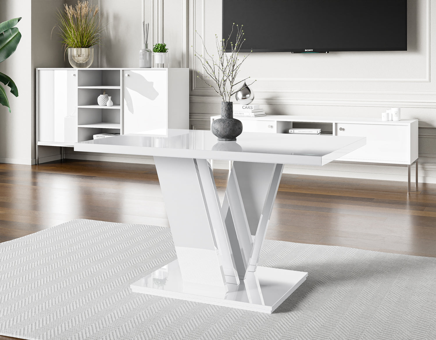 COFFEE TABLE MASIV MINI WHITE GLOSSCoffee Table Masiv Mini White Gloss The COFFEE TABLE MASIV MINI WHITE GLOSS adds a modern and unique touch to any room. Its unconventional design creates a fresh and open atmosphere in your home. Ideal for the dining are