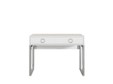 Milla Desk In White GlossFeatures: Dimensions: W110cm x H80cm x D40cm Colour: White Gloss & Chrome One Drawer, Chrome Legs and Handles Weight: 29kg Assembly Required Made from 16mm high-quality laminated board Specifications: Dimensions: H:80.0 x W:110.0