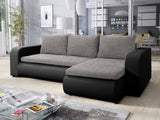 CORNER SOFA BED NIKO LAWA 5 / SOFT 11 238CM / SPRINGS + FOAMSEAT AND CUSHION MADE IN LAWA FABRIC CLICK HERE BOTTOM AND SIDES MADE ON FAUX LEATHER SOFT CLICK HEREDIMENSTIONS:WIDTH: 238cmDEPTH: 152CMHEIGHT: 85CMSLEEPING AREA:202X130CM FEATURES3X PILLOWS1X S