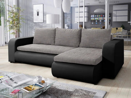 CORNER SOFA BED NIKO LAWA 5 / SOFT 11 238CM / SPRINGS + FOAMSEAT AND CUSHION MADE IN LAWA FABRIC CLICK HERE BOTTOM AND SIDES MADE ON FAUX LEATHER SOFT CLICK HEREDIMENSTIONS:WIDTH: 238cmDEPTH: 152CMHEIGHT: 85CMSLEEPING AREA:202X130CM FEATURES3X PILLOWS1X S