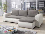 CORNER SOFA BED NIKO LAWA 5 / SOFT 17 238CM / SPRINGS + FOAMSEAT AND CUSHION MADE IN LAWA FABRIC CLICK HERE BOTTOM AND SIDES MADE ON FAUX LEATHER SOFT CLICK HEREDIMENSTIONS:WIDTH: 238cmDEPTH: 152CMHEIGHT: 85CMSLEEPING AREA:202X130CM FEATURES3X PILLOWS1X S