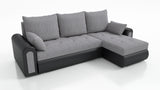 UNIVERSAL CORNER SOFA BED ECO 240CM GREY/BLACK FAUX LEATHER BERLIN 01 / MADRYT 9100 2X STORAGETHIS MODEL IS UNIVERSAL WHICH MEANS YOU CAN CHOOSE CORNER SIDE DURING ASSEMBLY Specifications: frame made of pine wood and furniture board (synee) Seats are made