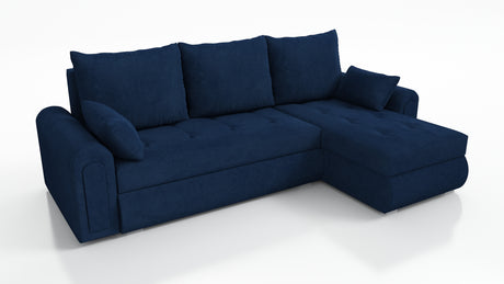 UNIVERSAL CORNER SOFA BED ECO 240CM BLUE KRONOS 09 2X STORAGETHIS MODEL IS UNIVERSAL WHICH MEANS YOU CAN CHOOSE CORNER SIDE DURING ASSEMBLY Specifications: frame made of pine wood and furniture board (synee) Seats are made of I species foam t28/42 (not de