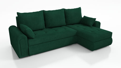 UNIVERSAL CORNER SOFA BED ECO 240CM GREEN KRONOS 19 2X STORAGETHIS MODEL IS UNIVERSAL WHICH MEANS YOU CAN CHOOSE CORNER SIDE DURING ASSEMBLY Specifications: frame made of pine wood and furniture board (synee) Seats are made of I species foam t28/42 (not d