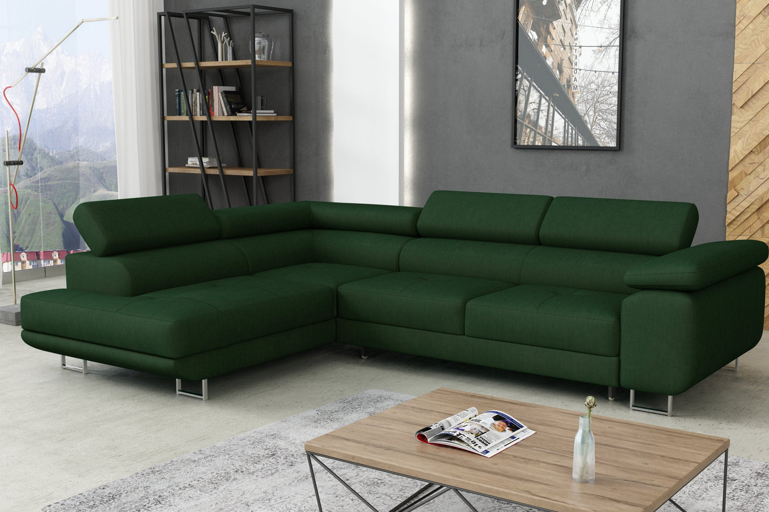 CORNER SOFA BED CALIPSO 275CM KRONOS14 / SPRINGS + FOAMMade in KRONOS fabric click hereProduct dimensions:- width: 275 cm- depth: 203 cm- seat depth: 56 cm- seat height: 43 cm- corner height: 90 cm- sleeping area: 125x195 cmThe corner is made of high qual