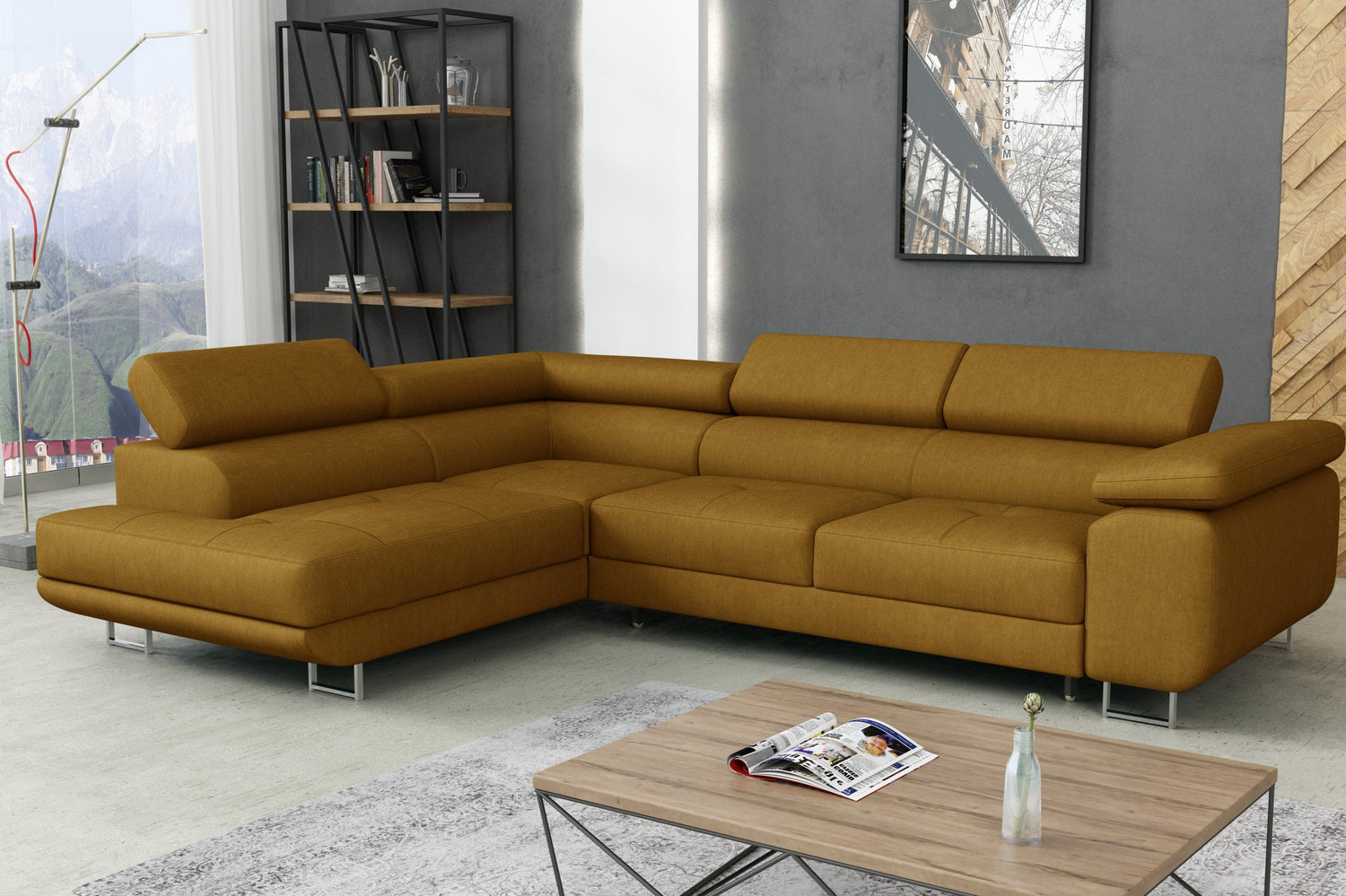 CORNER SOFA BED CALIPSO 275CM KRONOS01 / SPRINGS + FOAMMade in KRONOS fabric click hereProduct dimensions:- width: 275 cm- depth: 203 cm- seat depth: 56 cm- seat height: 43 cm- corner height: 90 cm- sleeping area: 125x195 cmThe corner is made of high qual