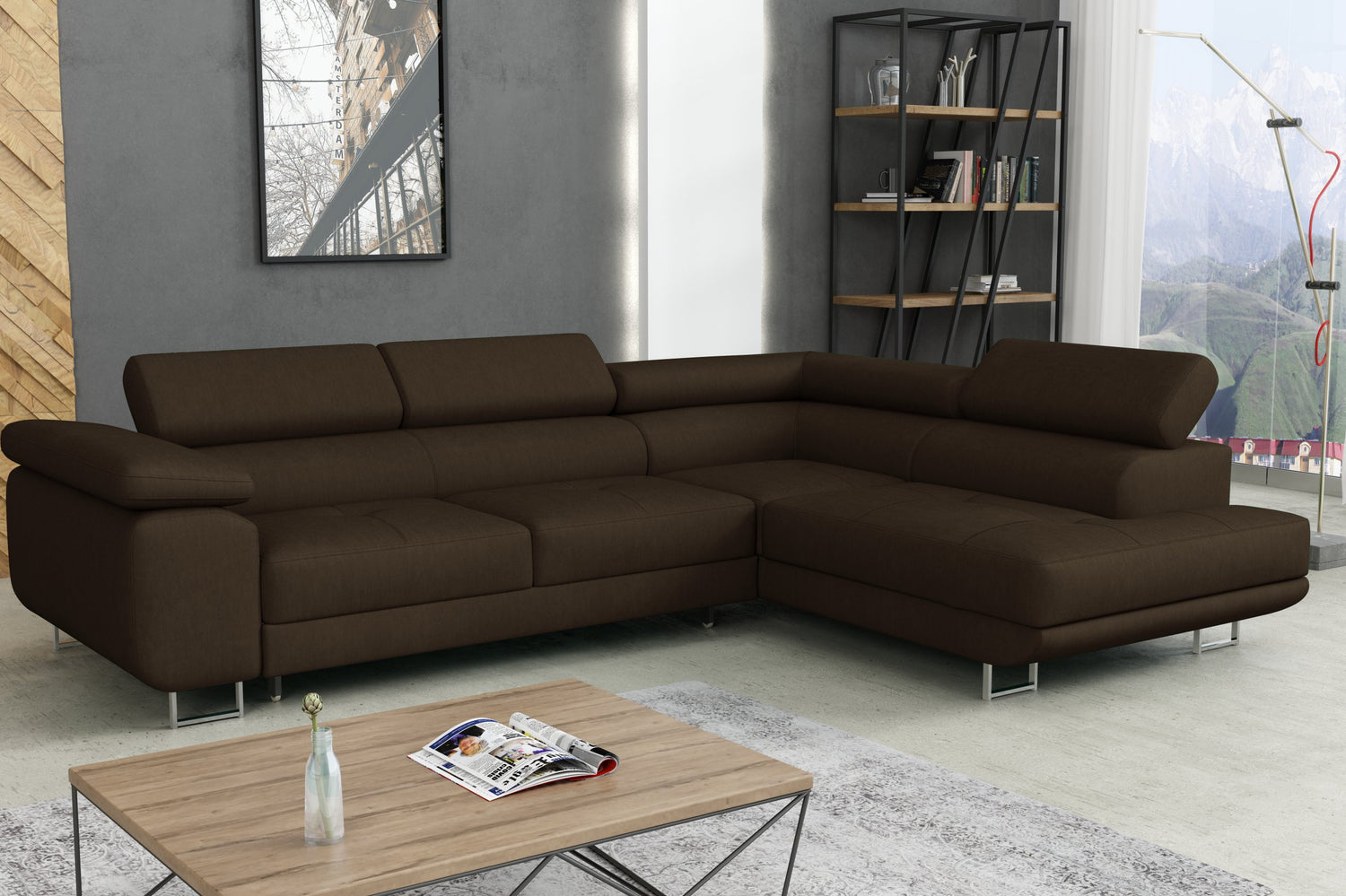 CORNER SOFA BED CALIPSO 275CM KRONOS06 / SPRINGS + FOAMMade in KRONOS fabric click hereProduct dimensions:- width: 275 cm- depth: 203 cm- seat depth: 56 cm- seat height: 43 cm- corner height: 90 cm- sleeping area: 125x195 cmThe corner is made of high qual