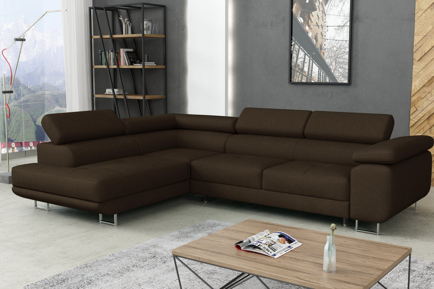 CORNER SOFA BED CALIPSO 275CM KRONOS06 / SPRINGS + FOAMMade in KRONOS fabric click hereProduct dimensions:- width: 275 cm- depth: 203 cm- seat depth: 56 cm- seat height: 43 cm- corner height: 90 cm- sleeping area: 125x195 cmThe corner is made of high qual