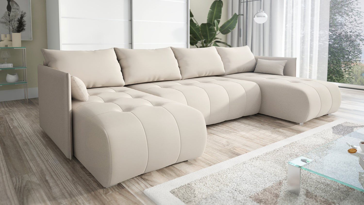 NEW! CORNER SOFA BED NESS U SHAPE *CHOICE OF COLORS* / SPRINGS + FOAM - Anna Furniture