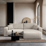 CORNER SOFA BED OPTI 247CM SPRINGS + FOAM JUMBO CORDED FABRIC TILIA