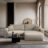 CORNER SOFA BED OPTI 247CM SPRINGS + FOAM JUMBO CORDED FABRIC TILIA