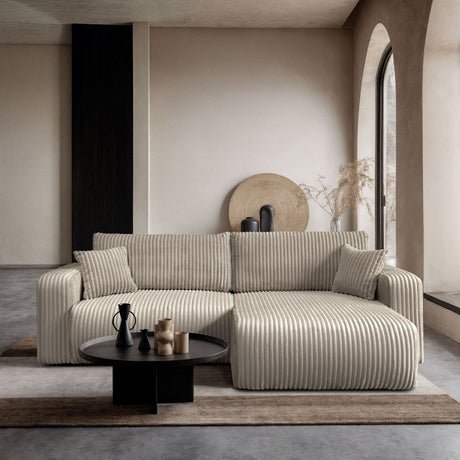 CORNER SOFA BED OPTI 247CM SPRINGS + FOAM JUMBO CORDED FABRIC TILIA