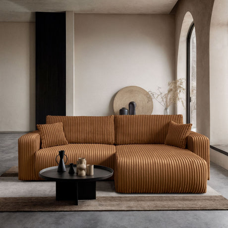 CORNER SOFA BED OPTI 247CM SPRINGS + FOAM JUMBO CORDED FABRIC TILIA