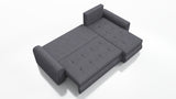 UNIVERSAL CORNER SOFA BED ECO 240CM GREY/BLACK FAUX LEATHER BERLIN 01 / MADRYT 9100 2X STORAGETHIS MODEL IS UNIVERSAL WHICH MEANS YOU CAN CHOOSE CORNER SIDE DURING ASSEMBLY Specifications: frame made of pine wood and furniture board (synee) Seats are made