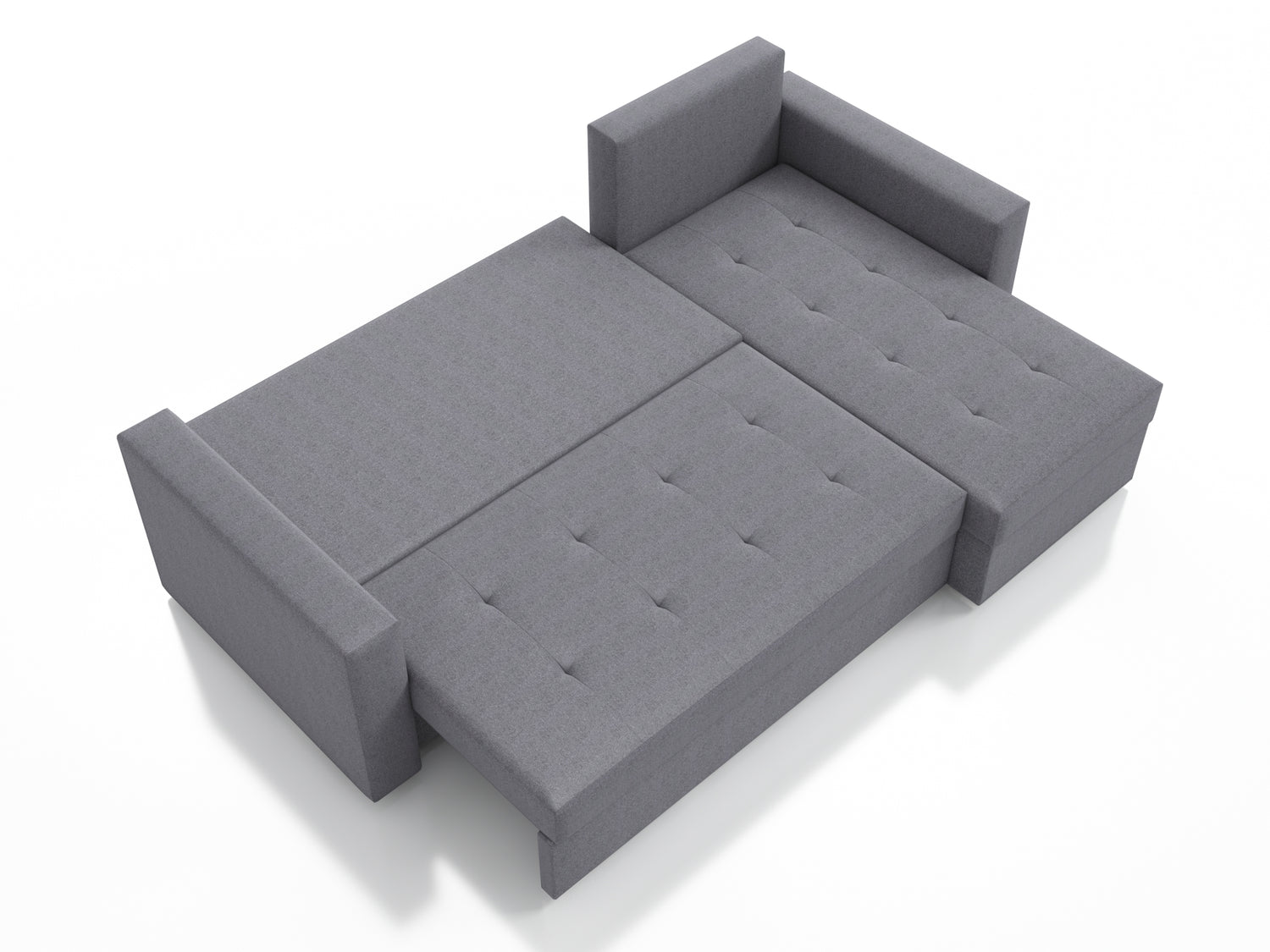 UNIVERSAL CORNER SOFA BED LOTUS 229CM GREY SAWANA 05 2X STORAGE SPACE / FOAM 2X STORAGETHIS MODEL IS UNIVERSAL WHICH MEANS YOU CAN CHOOSE CORNER SIDE DURING ASSEMBLYSpecification made on foam construction made of board / pine wood / hdf satin plastic leg